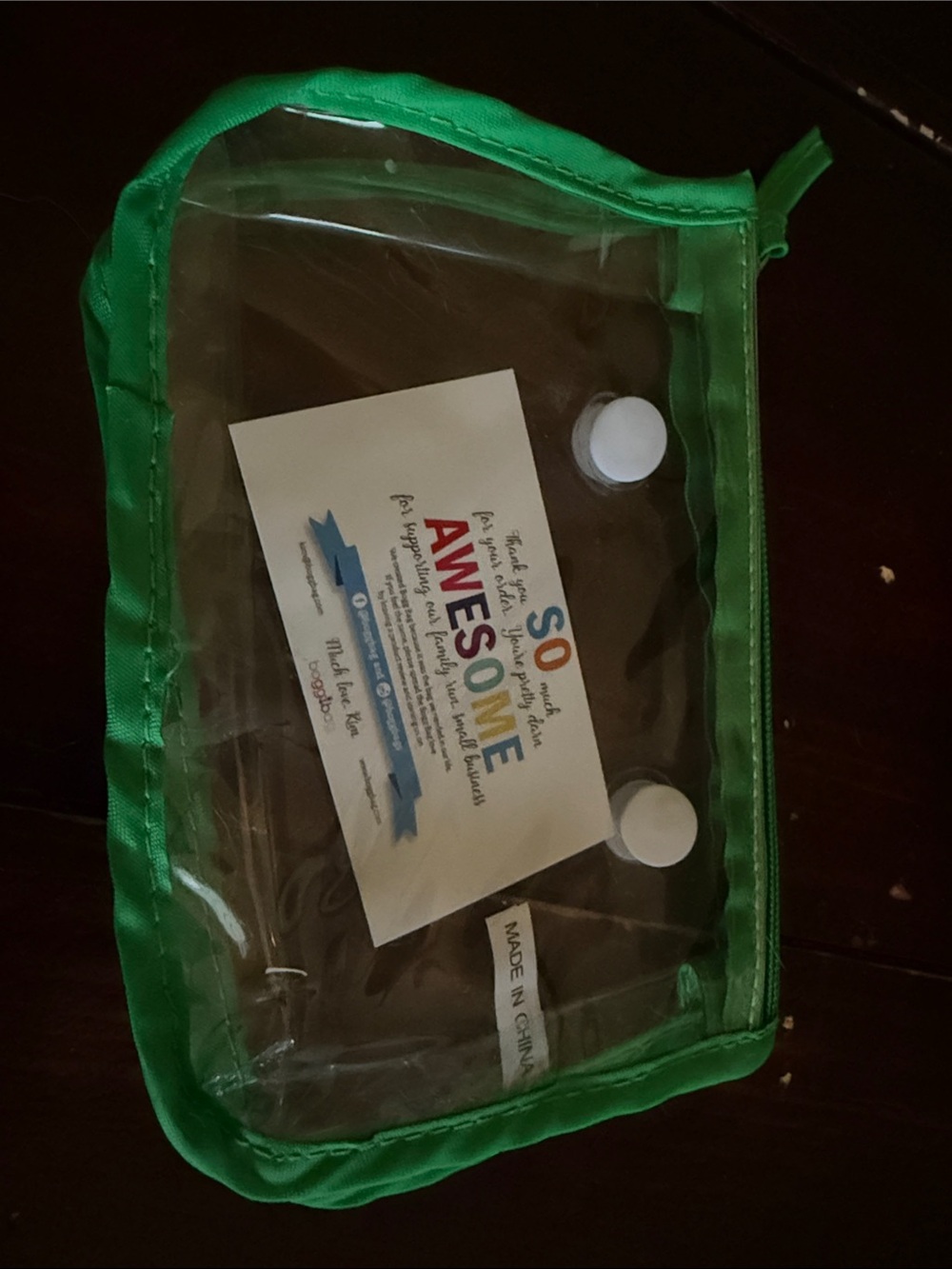Bogg bagg insert Clear Travel Pouch with Green Trim
